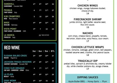 The Holiday Inn Downtown - Wine List
