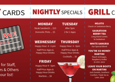 2nd Ave Grill - Tent Cards
