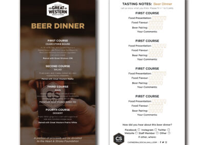 Cathedral Social Hall Beer Dinner Menu