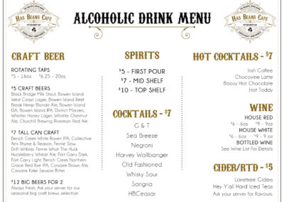 Has Beans Cafe - Drink Menu
