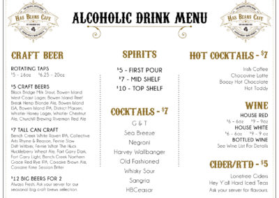 Has Beans Cafe - Drink Menu