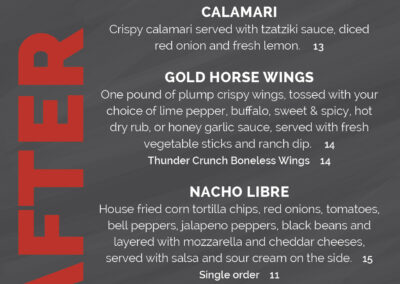 SIGA Gold Horse Casino - Bar Menu
