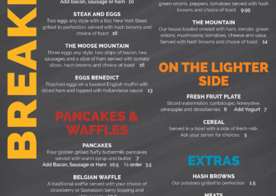 SIGA Growlers Restaurant - Breakfast Menu